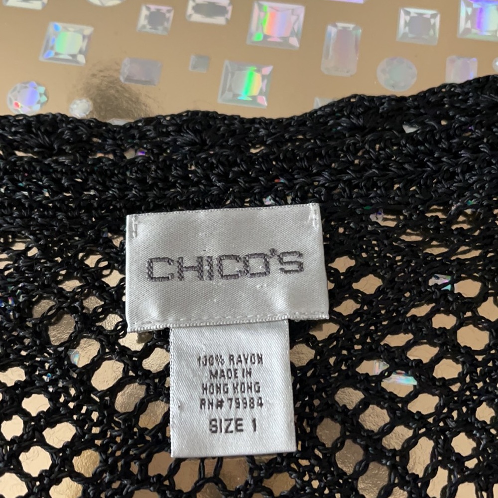 Chico’s Black liquid crochet dress coverup Festival Concert Resort